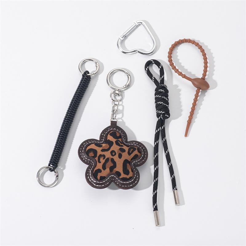 Matte Leopard Print Flower Bag Hanging Sex Exquisite Leopard Print Flower DIY Braided Rope Car Keychain Key Chains for Women