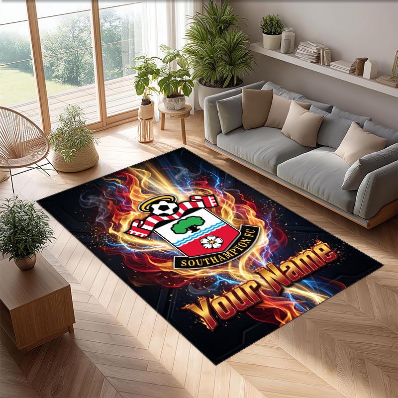 Southampton FC Printed Crystal Velvet Rug Non‑Slip Crystal Velvet Carpet For Sofa Bedroom Indoor Home Decoration