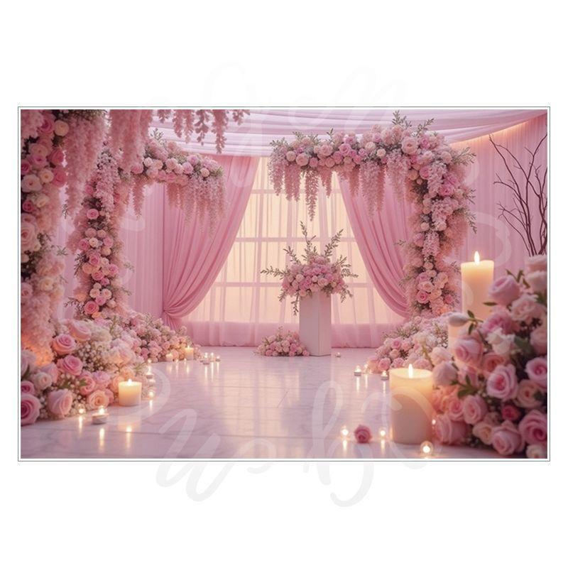 Birthday, Wedding and Engagement Party Backdrop Fabric, Luxurious Curtains, Gauze Drapes, Flowers, Photo Backdrop Fabric