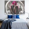 Pink Hair Angel With White Wings Skulls Tattooed Woman Wall Tapestry Gothic Art Decor Dark Aesthetic Home Interior Design
