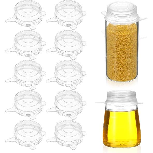 10 Pcs Extra Small Silicone Stretch Lids, 2 Inch Sturdy Reble Silicone Stretch Lids Jar Cover Sealed Food Storage Covers to Fit 2 In to 2.4 In Small