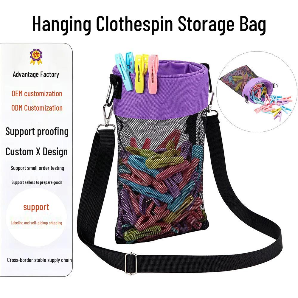 Hanging Mesh Clothes Clip Storage Bag for Outdoor Use and Dorms
