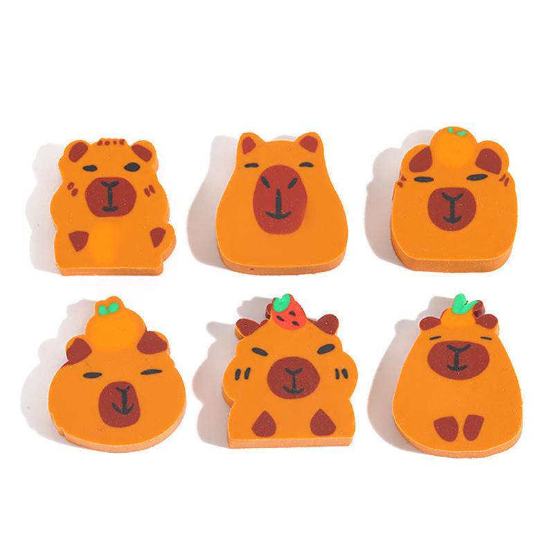 50-Piece Set Of Novelty Capybara Erasers; Fun Cartoon Rubber Erasers for Office Supplies & Student Stationery Gifts.