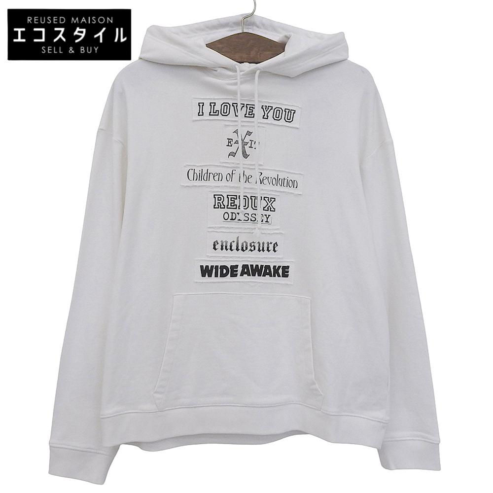 RAF SIMONS Slogan Standard Flint Hoodie, Men's, White, XS, 211-M163A tops XS whiteUsed