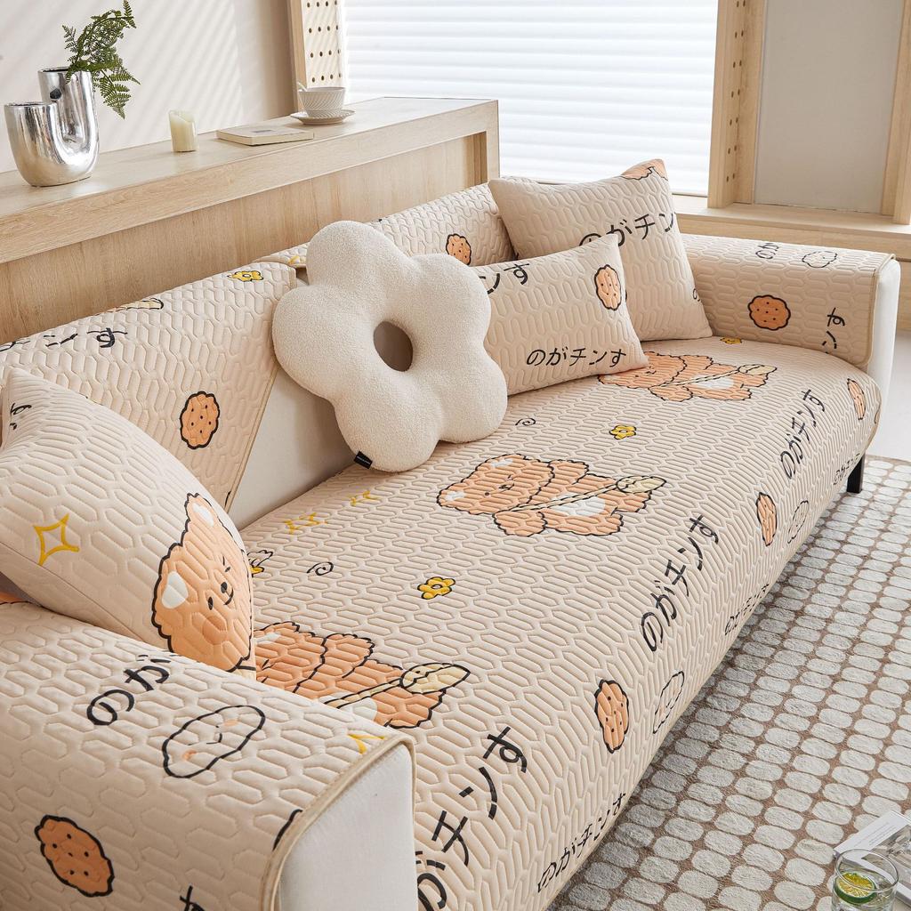 Summer Sofa Cushion Non-Slip Ice Silk Latex Sofa Cushion Suit Cartoon Full Set Mat Sofa Towel Cover Cloth