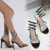Fashion 2025 Rhinestones Snake-Like Winding Super High HeelsSummer New Fine And Pointed Rhinestones All Wear Net Red Tide Heels