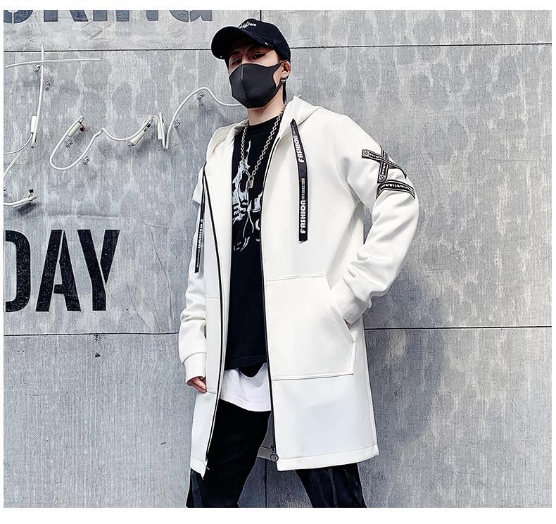 Herr Mellanlång Huvförsedd Vindjacka: Trendig Koreansk Stil Hip Hop Cape, Stor Storlek, för Höst/Vinter