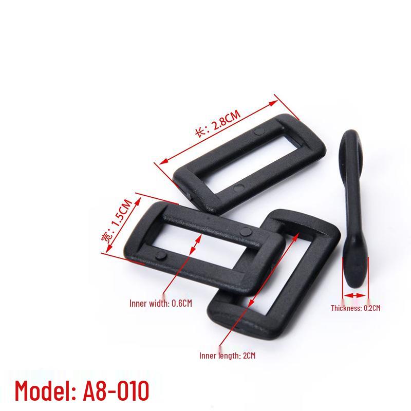 Black Plastic Rectangular Ladder Buckle - Adjustable Bag and Backpack Strap Accessory.