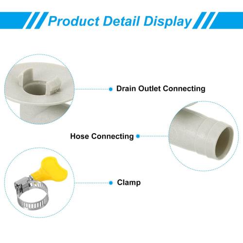 PATIKIL 15mm Air Conditioner Drain Hose Connector for Mini Split Window AC Unit Faucets, Universal Drain Connector with Clamp Hoop, White Style 11, 1