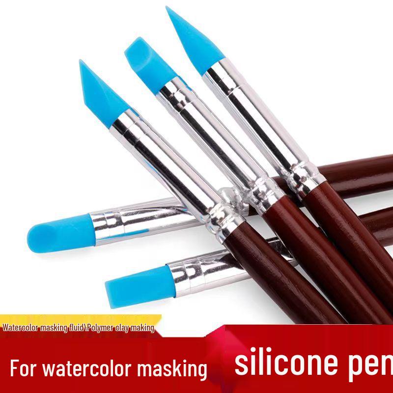 5-Piece Silicone Watercolor & Oil Painting Masking Brush Set for Art & Nail Art