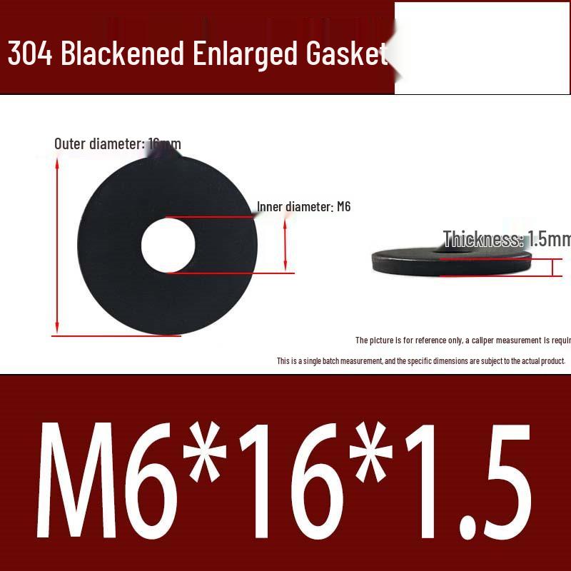 Large Black 304 Stainless Steel Ultra-Thin Oversized Flat Washer, Zinc-Plated