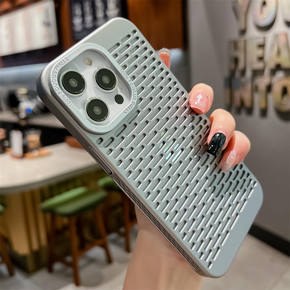 Heat Dissipation Shockproof Phone Case For iPhone 15 14 13 12 11 Pro Max Hollow Cold-Cut Lens Protection Anti-Fall Cover Funda