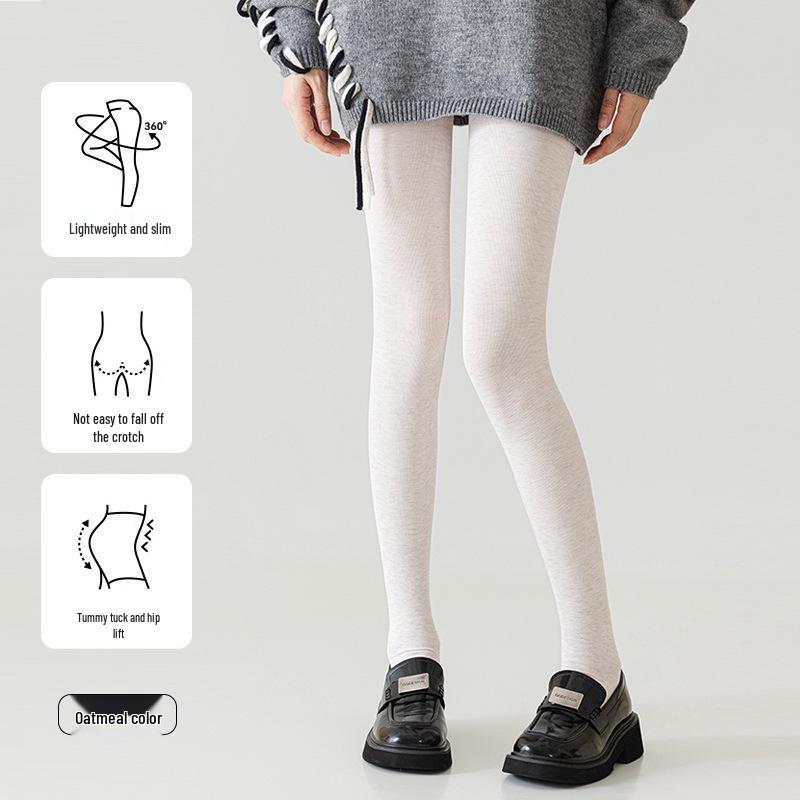 

Леггинсы с серой бархатной подкладкой для женщин — теплые, плотные, морозостойкие колготки с защитой от падения на осень и зиму Oatmeal Full Foot