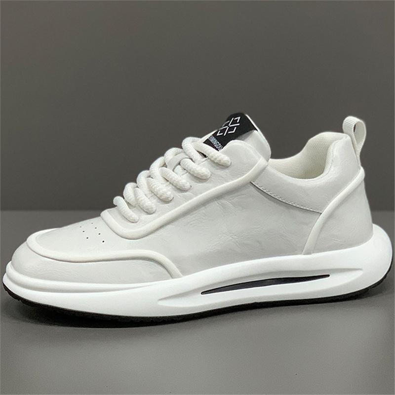 Hong Kong new spring and autumn leather solid color sports casual shoes soft sole dad shoes ysd