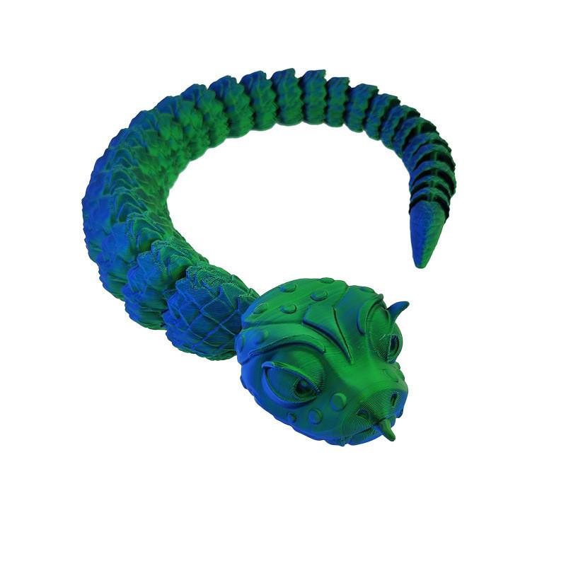 Printed 3d Big Eyes Snake Toy Gradient Color Animal Figurine Interactive Joint