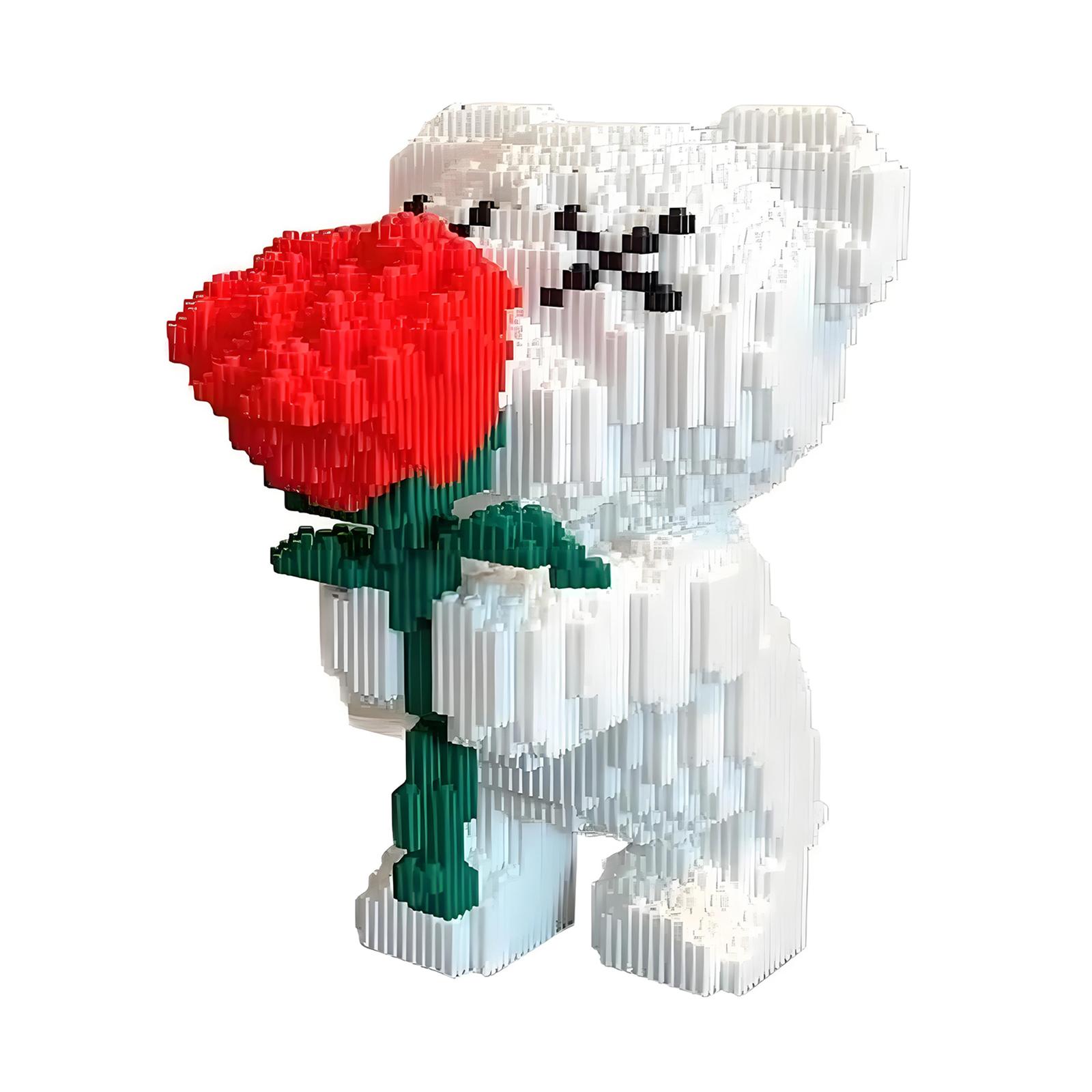 

DIY Bears and Bouquets with Rose Bear 3D Puzzle Building Blocks for Kids Couple Gift Desktop Home Decorations белый