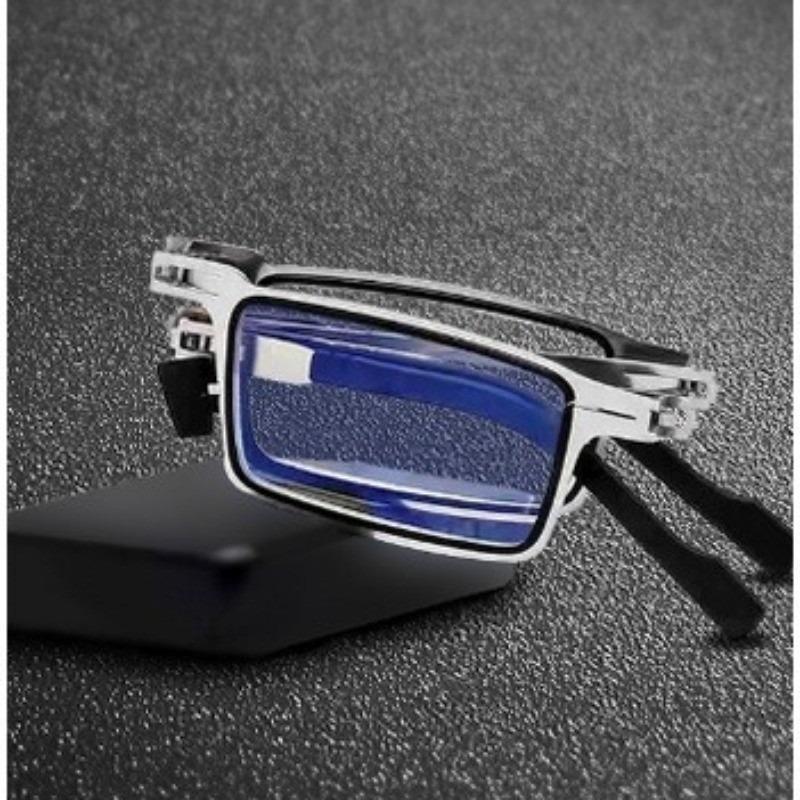 Metal Folding Reading Glasses Portable Ultra Light Anti Blue Light Lens Presbyopia Glasses Men's Rectangular Eyeglasses Eyewears