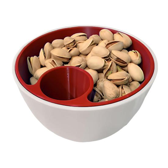 3D Printed Nut Seeds Bowl Snack Storage Container Double Dish with Shell Compartment Pistachios Cherries Fruits Candy Serving Bowl