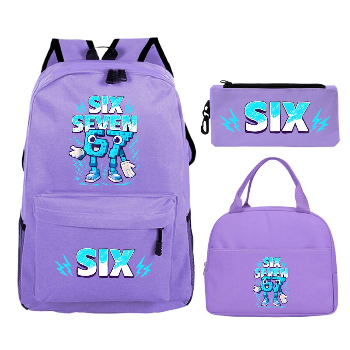 Leuke Zes Zeven Print 3 Stuks/Set Rugzak Tiener Jongen Meisje Terug naar School Schooltas 67 Italiaanse Hersenkronkel Lunchtas Rucksack Etui