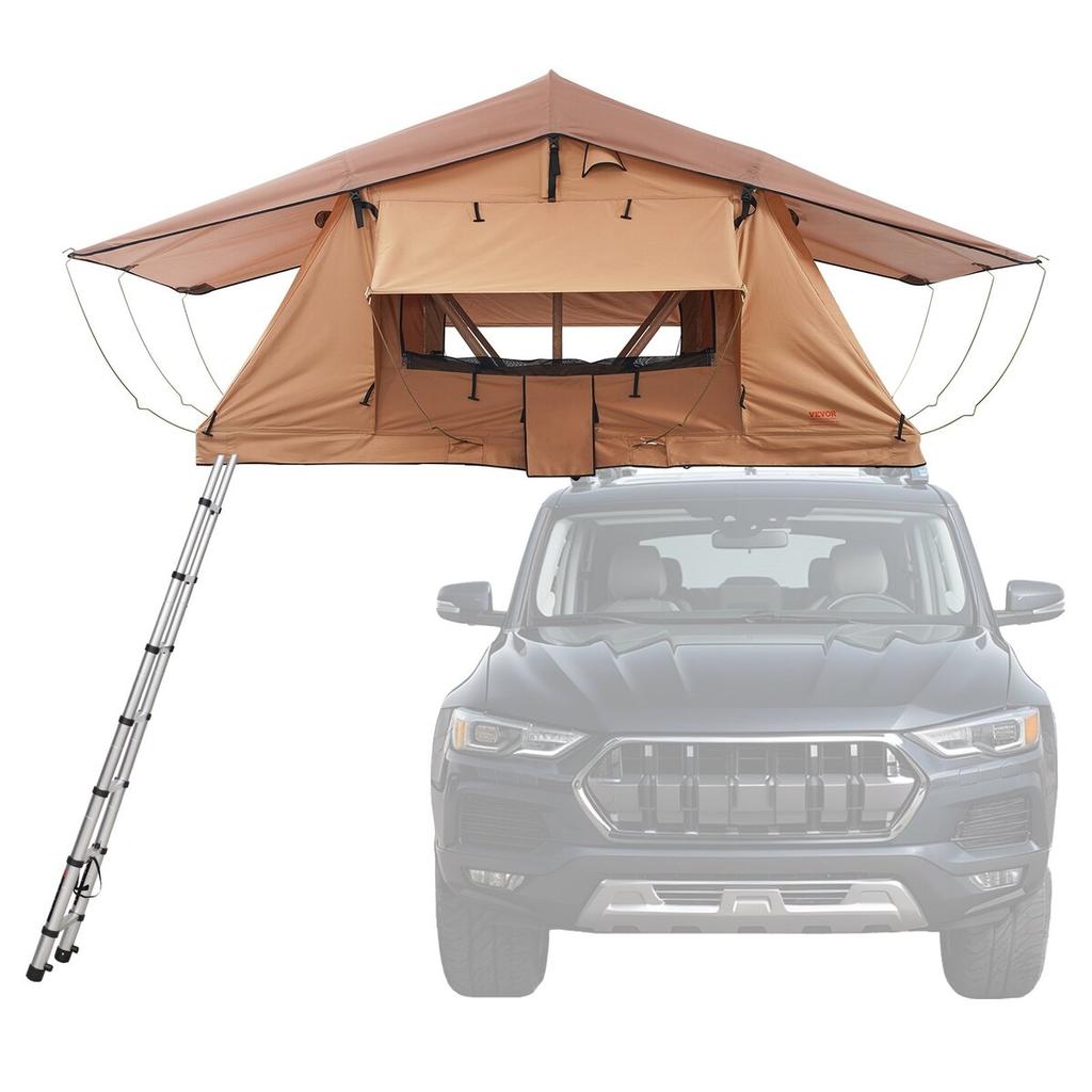 Rooftop Tent Hard Shell 2-3 Person Waterproof for Jeep SUV Truck w/ Ladder