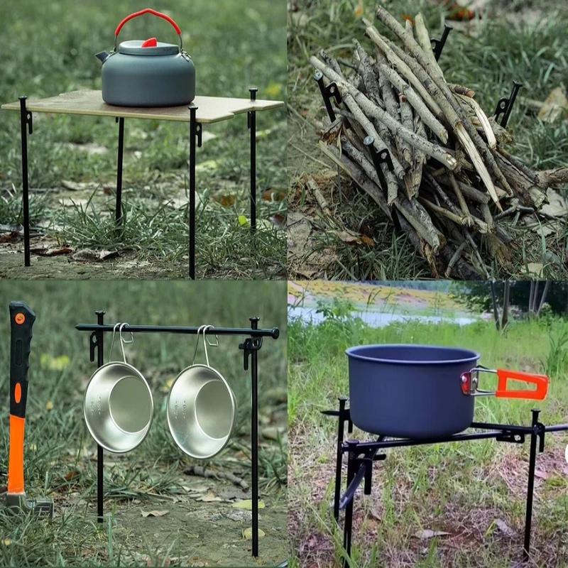 4 szt. Wbijaki do namiotu Wytrzymałe paliki kempingowe Kute stalowe kołki Kolce do dekoracji podwórka, na śnieg, na piknik Niezniszczalne i sztywne