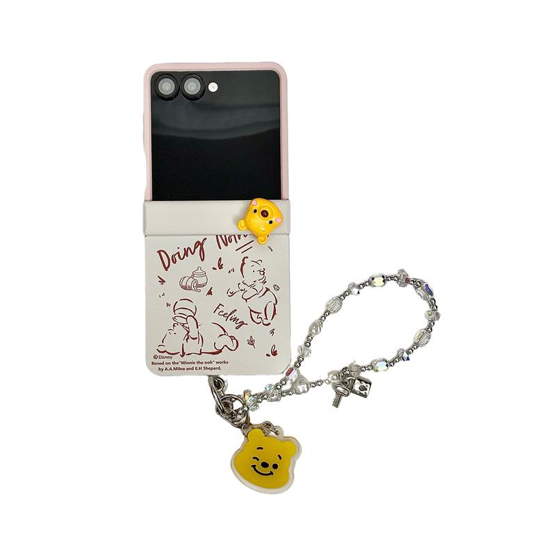 Korean Cartoon 9-Grid Phone Case for Samsung ZFlip6/Z5 with Color Block and Magnetic Stand