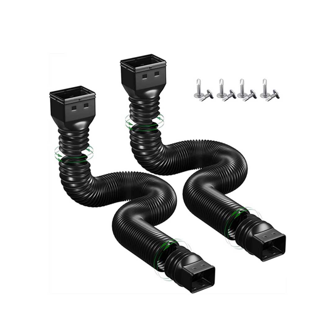 2 Pieces Rain Gutter Downspout Extension  Universal Drain Down Spout Extender Replacement Connector Accessories Black