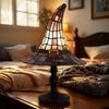 Stained Glass Witch Hat Lamp, USB Powered Resin Night Light, Gothic Halloween Table Lamp for Bedroom Bookshelf Mantel Party Decor