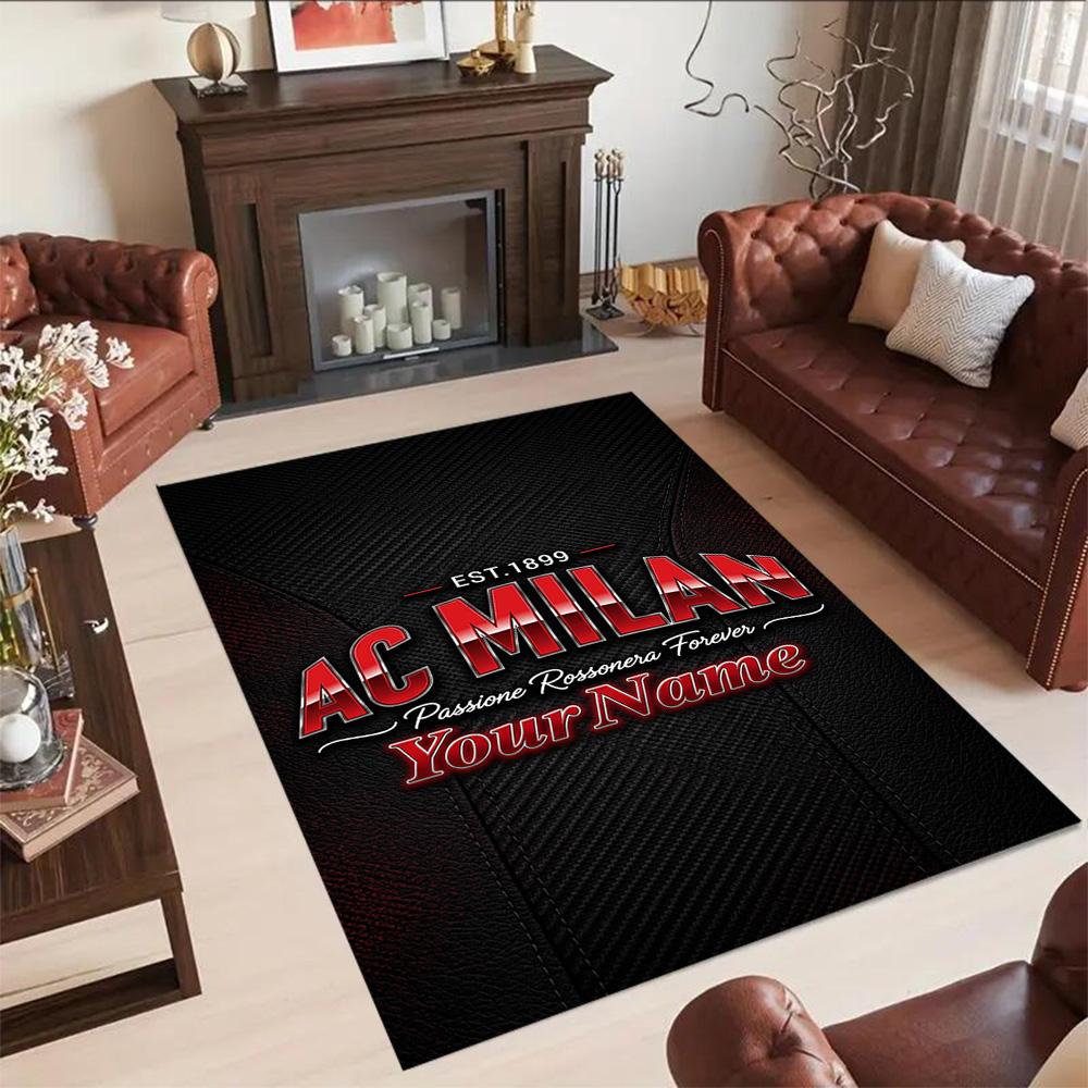 Ac Milan Customize Text Floor Rug Office Rug Perfect for Entryway Outdoor Kitchen Dining Room Anti-slip Rug Anime Office Decor