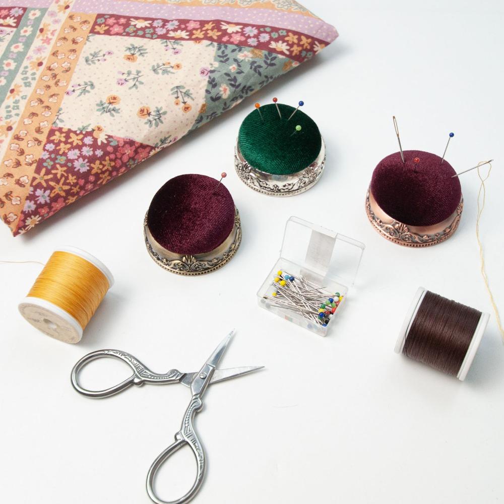 Half Ball Shape Retro Needle Cushion Soft Elastic Design Metal Base Pin Cushion  For Sewing