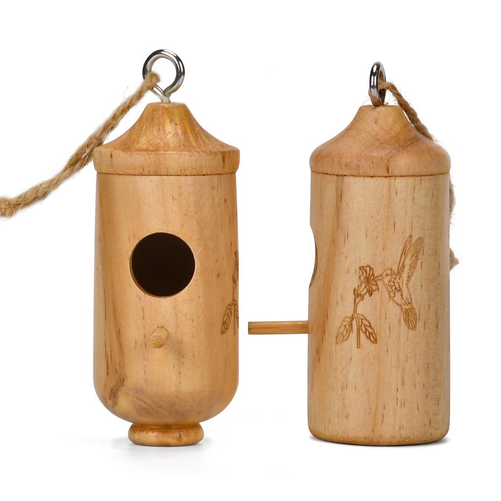 Pet Supplies Natural Wooden Hummingbird House Hanging Swing Nest Garden Outdoor Home Birdhouse