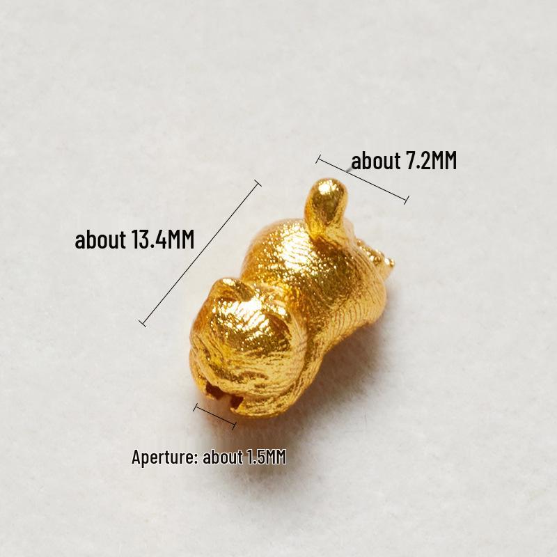 Copper Gold-Plated Sand Gold Lying Cat Crystal Jewelry Accessory