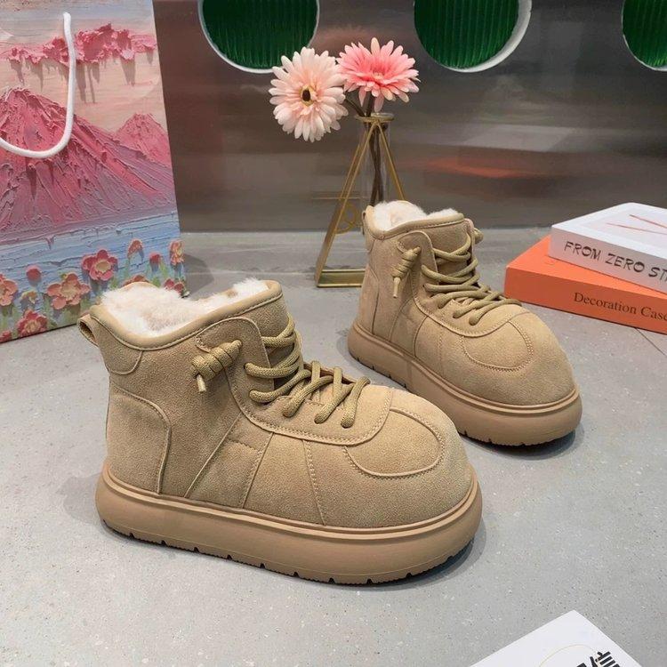 [Ushilai] Kapibara Big-headed Snow Boots for Women's 2025 Autumn and Winter New Thick-soled Heightening and Velvet Large Cotton Shoes