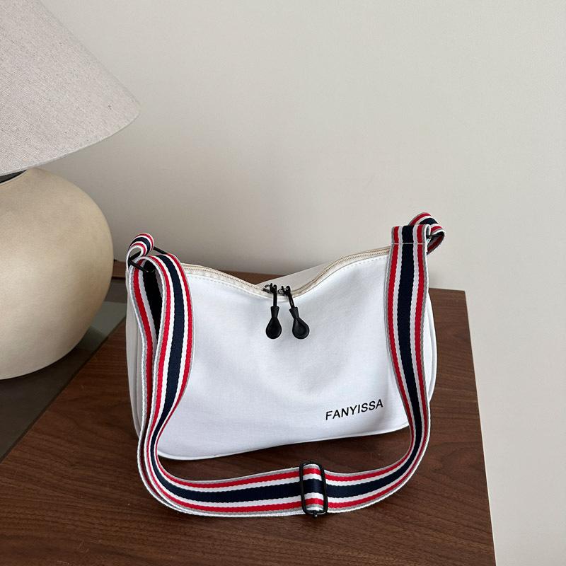 

Casual wide shoulder strap large capacity tote bag new fashion simple versatile commuter shoulder armpit messenger bag белый