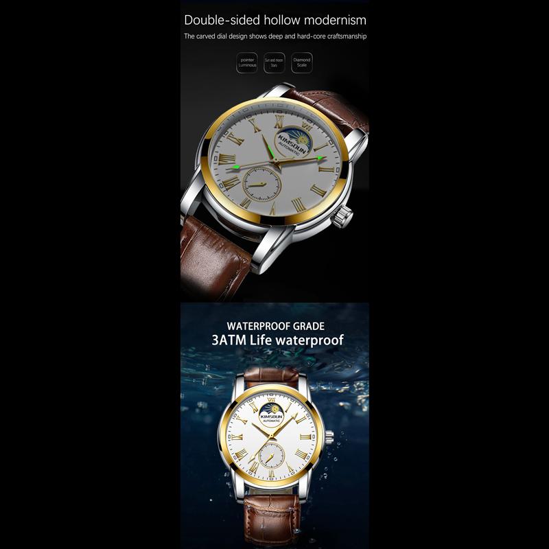 KIMSDUN Watch Men's Top Brand Luxury Clock Sun Moon Star Men's Automatic Mechanical Watch Waterproof Business Men's Watch