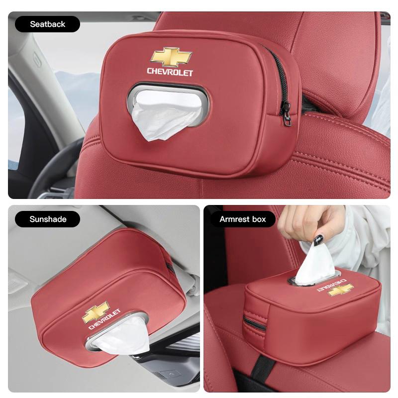 New Soft Leather Car Tissue Box Sun Visor Hanging Paper Towel Holder Storage Bag For Chevrolet Spark Captiva Cruze Z71 Sail Aveo