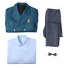 Fiyero Boq School Uniform Cosplay Costume Blue Shirt Green Coat With Pant Full Set For Halloween Christmas Party