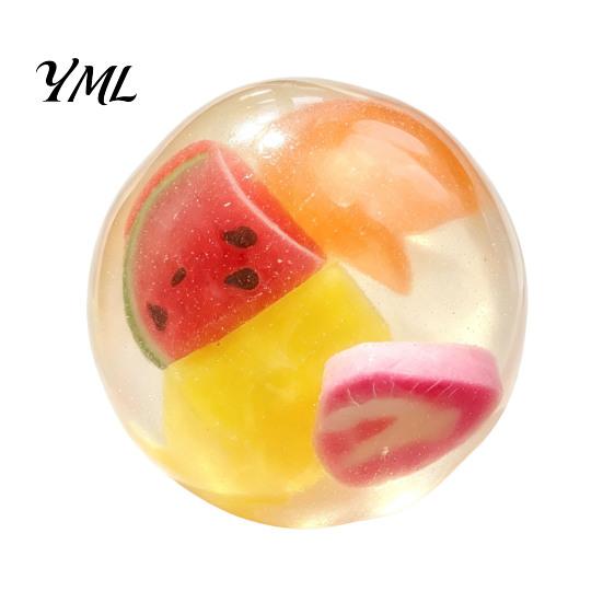 Stress Relief Ball Toys Shapeable Pearlescent Fidget Toy, Anxiety Clear Squeeze Fake Fruit Inside Toy for Kids Adults Stretchy
