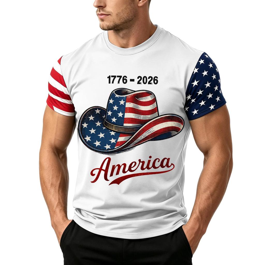 Herren Unabhängigkeitstag Flaggenprint Kurzarm T-Shirt, Locker Lässig Täglich Sommer Oberteile