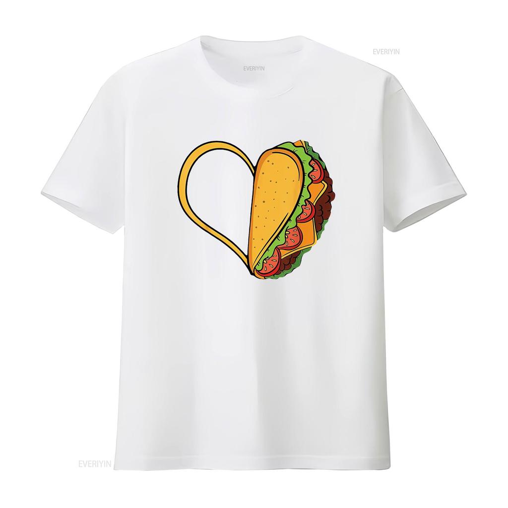 Womens Tacos Heart Mexican Dish Street Food Chili Taquitos Flautas T Shirt Vintage Washed Designer Clothes Graphic Unisex