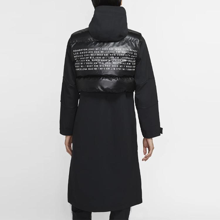 Nike City Ready Hooded Wind And Water Resistant Long Jacket With Vest Women Outerwear Black CJ4019-010