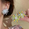 Silver Needle CZ Enamel Pearl Flower Stud Earrings - Personalized, Sweet & Versatile Accessories