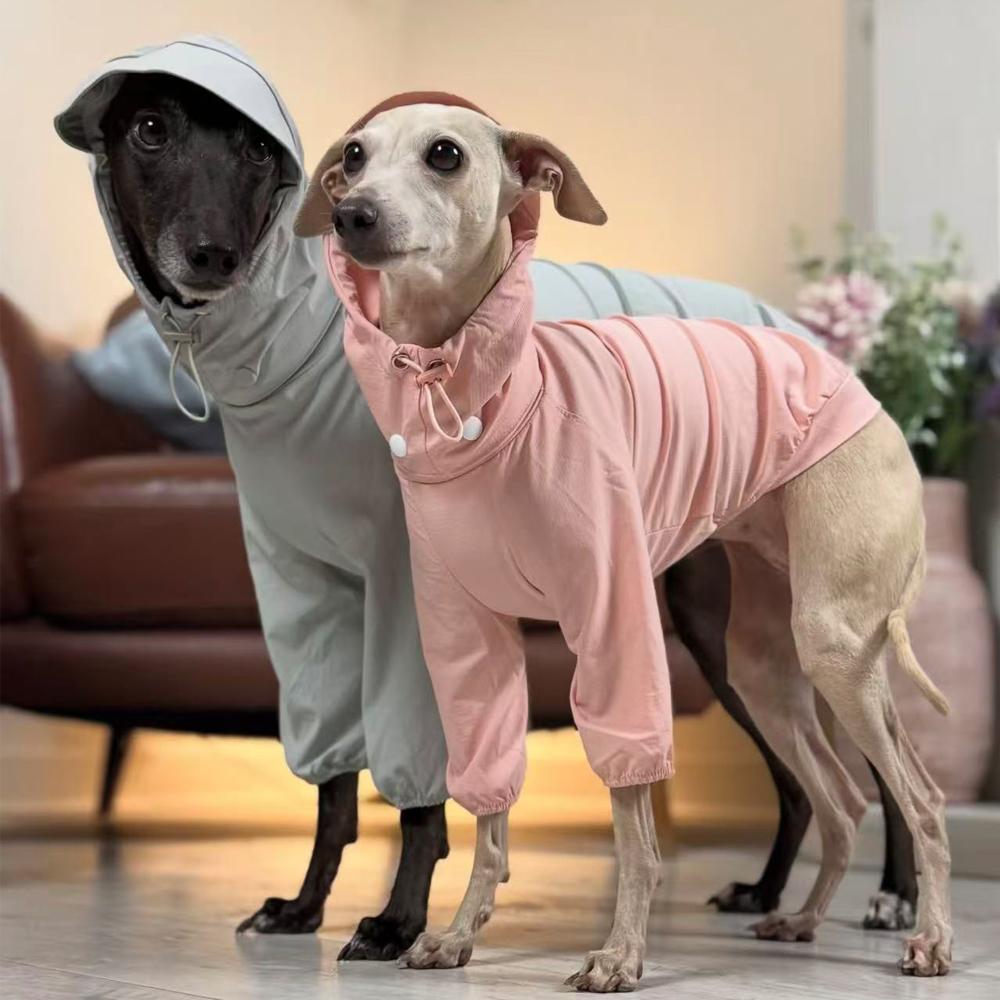 Spring Summer Pink Raincoat For Italian Greyhound Windproof Waterproof Grey Jacket For Whippet Dog Adjustable Hat Coat