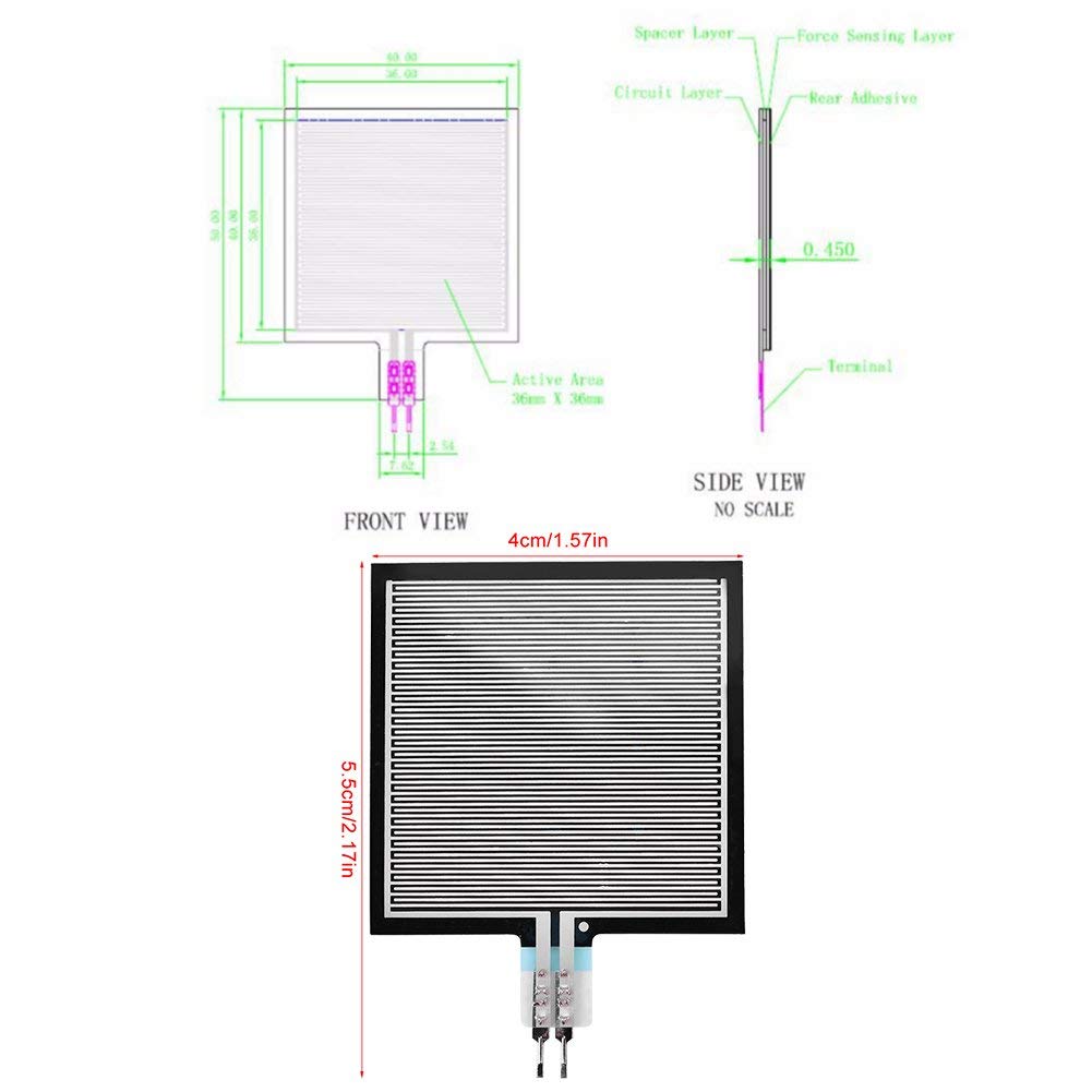 Hilitand RP-S40-ST Thin Film Pressure Sensor, 20g-10kg High Accuracy Force Sensor for Intelligent High End Seat 5 x 4cm