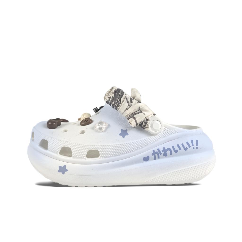Crocs Crush Clog EVA Hand-Painted Graffiti Home & Out Simple Comfortable & Versatile Hole Shoes Unisex White