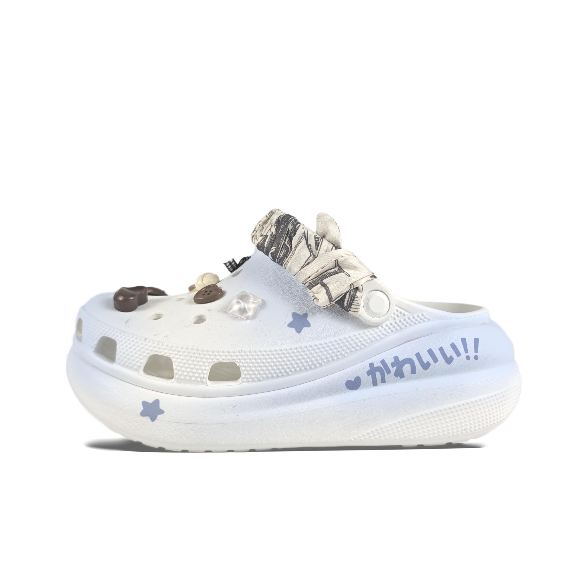 

Crocs Crush Clog EVA Hand-Painted Graffiti Home & Out Simple Comfortable & Versatile Hole Shoes Unisex White 43-44 белый