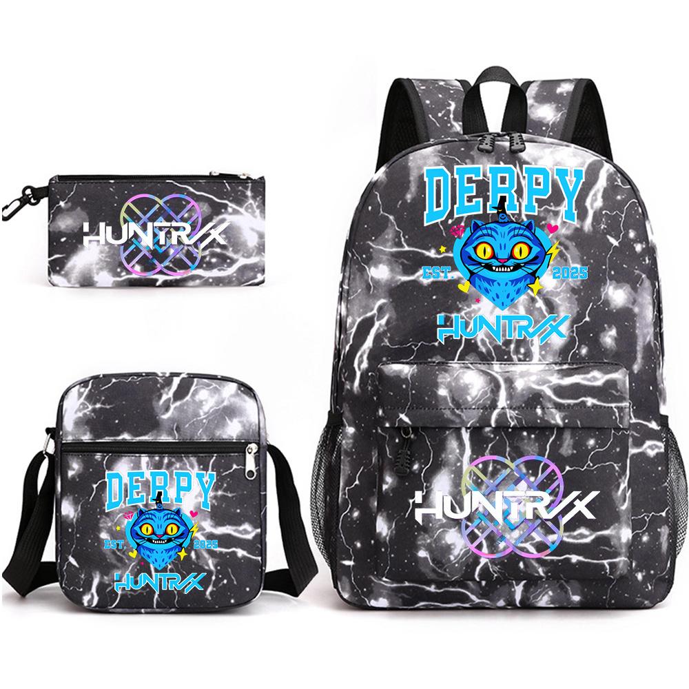 3Pcs/set Anime Printed Backpack with Shoulder Bag Pencil Case for Teenager Student Boy Girl School Bag Large Capacity Waterproof Bookbag Kid Gift
