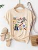 Funny Unisexs Crew Neck Short Sleeve T Shirt With Space And Astronaut Design Print Graphic Y2k Tops Outfit Clothes Female Tshirt