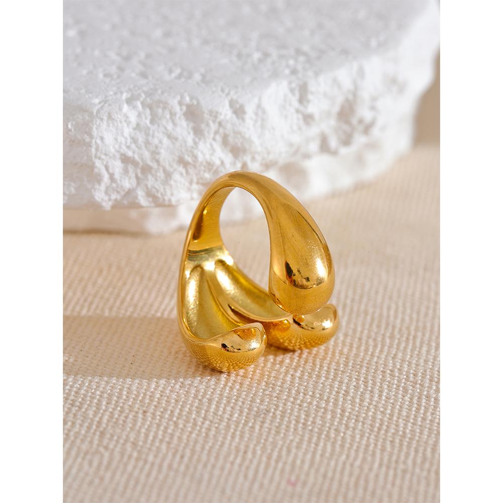 Yhpup Distinctive Unique Metal Geometric Golden Ring Chic Stainless Steel Charm Stylish High Quality Jewelry Bijoux New