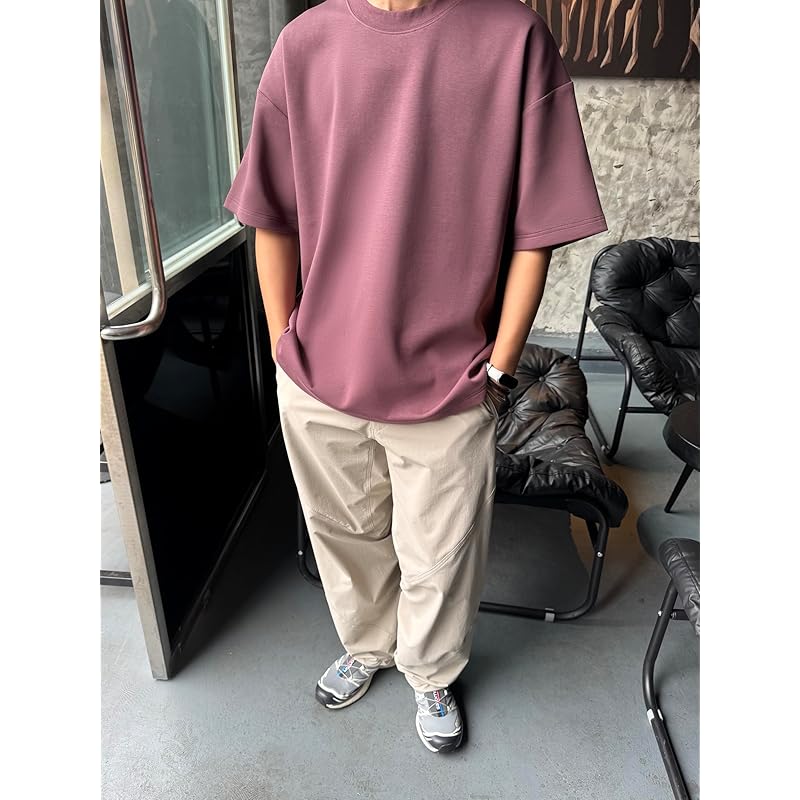 [CHANGE WELL] Men's ``2024'' SS” fashion spring/summer clothes 9 oz air layer (short sleeve) sweatshirt Thick stretch big silhouette T-shirt cut and